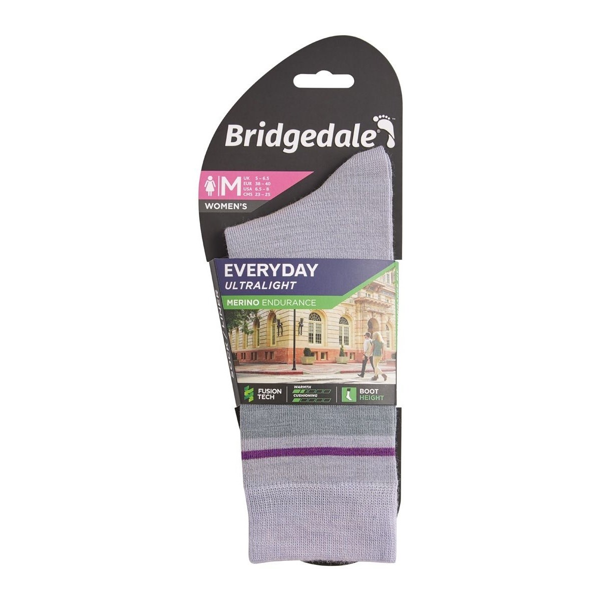 Ponožky Bridgedale Everyday Ultralight MP Boot W light grey/purple Bridgedale 10024497 L-11