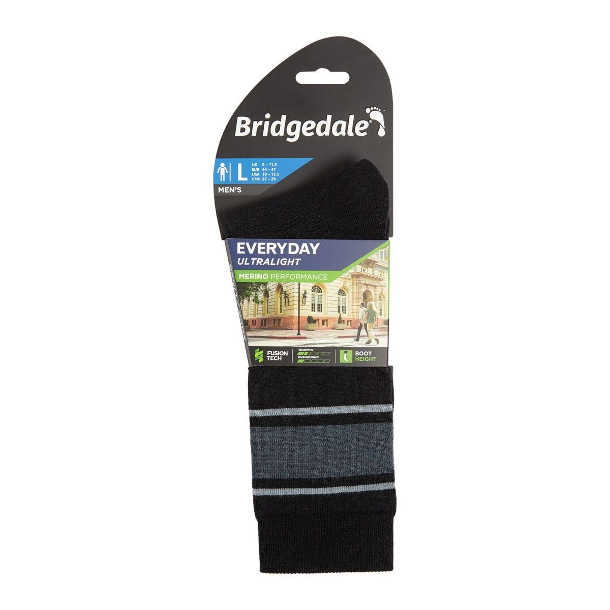 Ponožky Bridgedale Everyday Ultralight MP Boot black/light grey Bridgedale 10017732 L-11