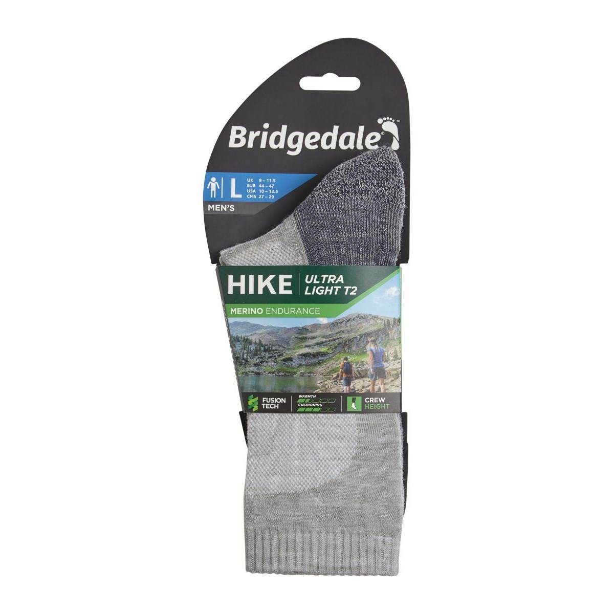 Ponožky Bridgedale Hike UltraLight T2 MP Crew gunmetal Bridgedale 10017745 L-11