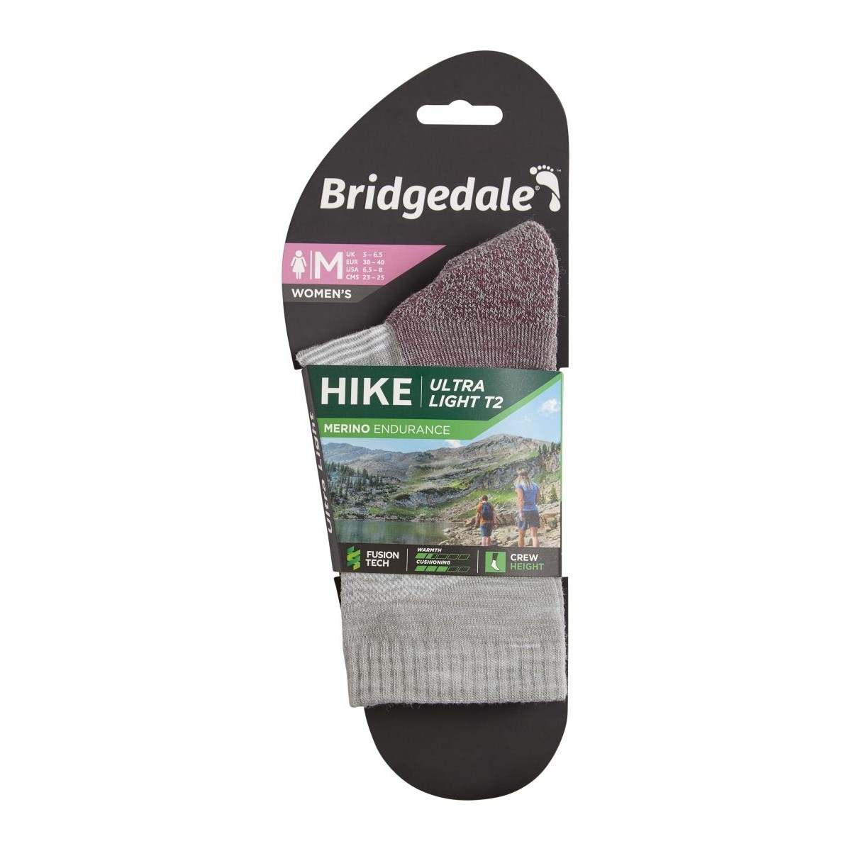 Ponožky Bridgedale Hike UltraLight T2 MP Crew W aubergine Bridgedale 10017746 L-11