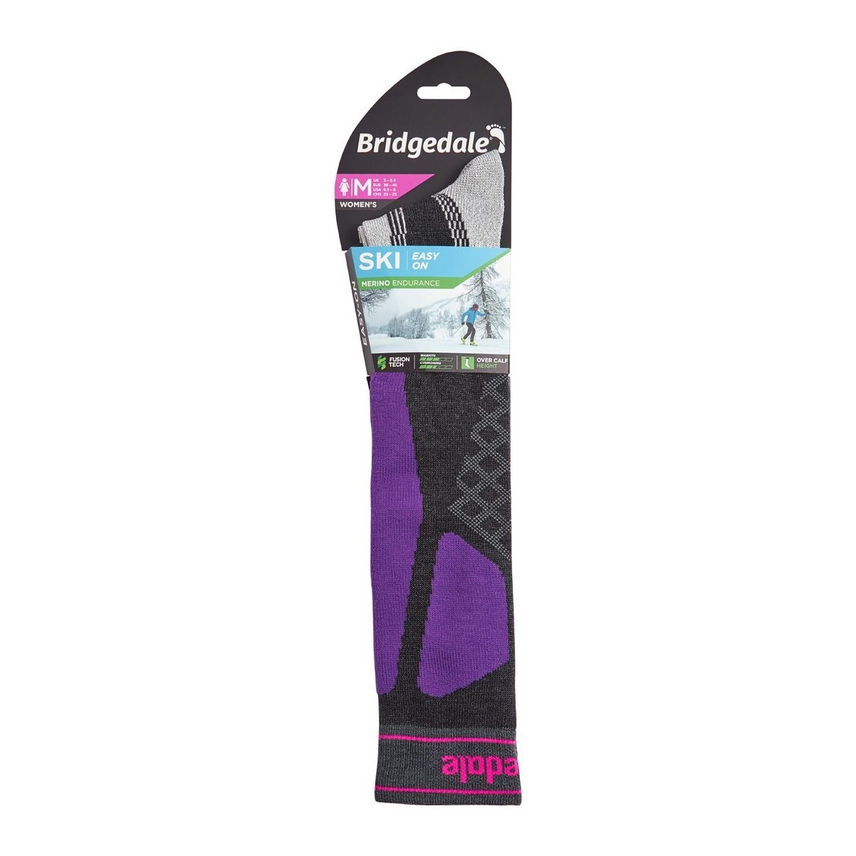 Podkolenky Bridgedale Ski Easy On MP Over Calf W graphite/purple Bridgedale 10024487 L-11