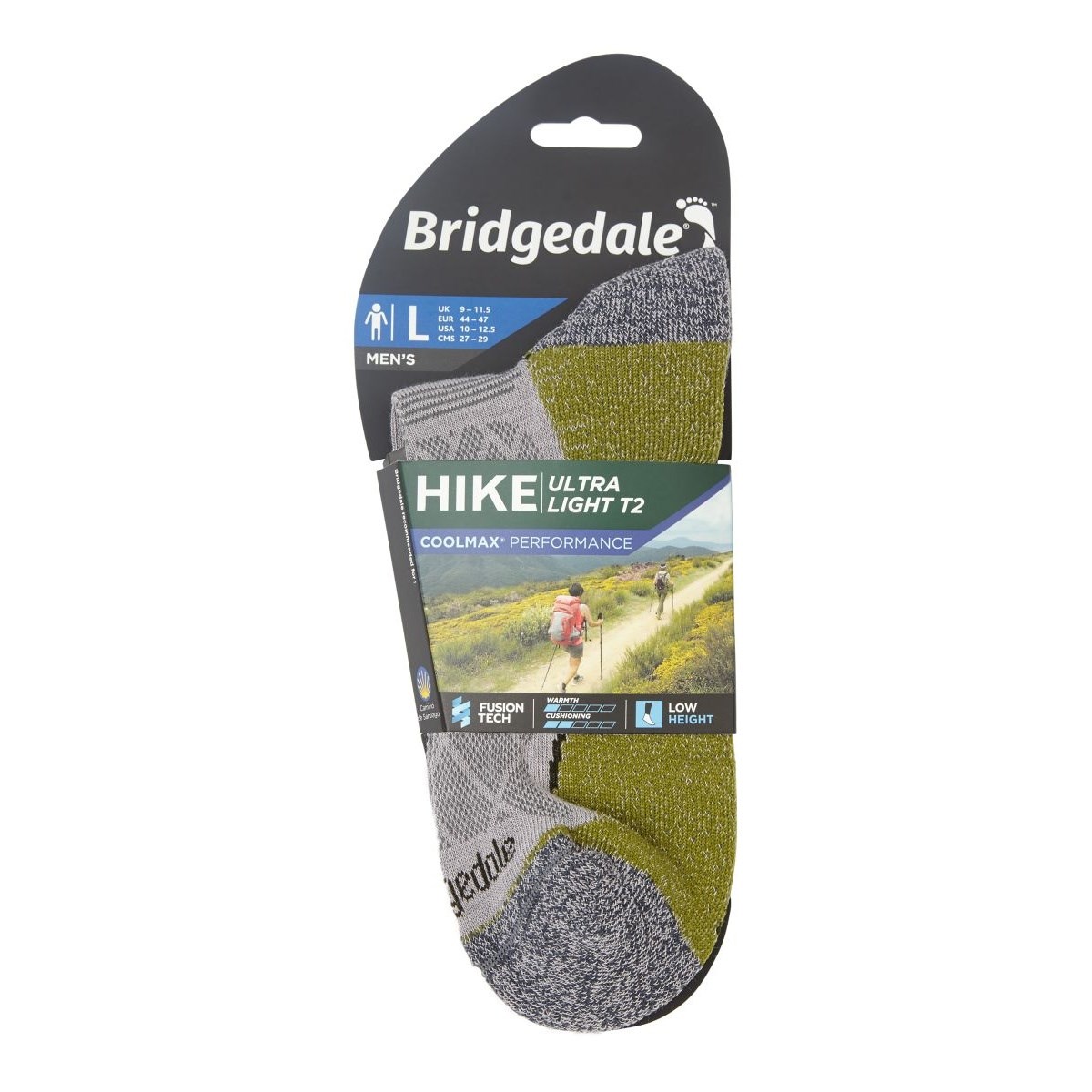 Ponožky Bridgedale Hike UltraLight T2 CP Low grey/green Bridgedale 10024520 L-11