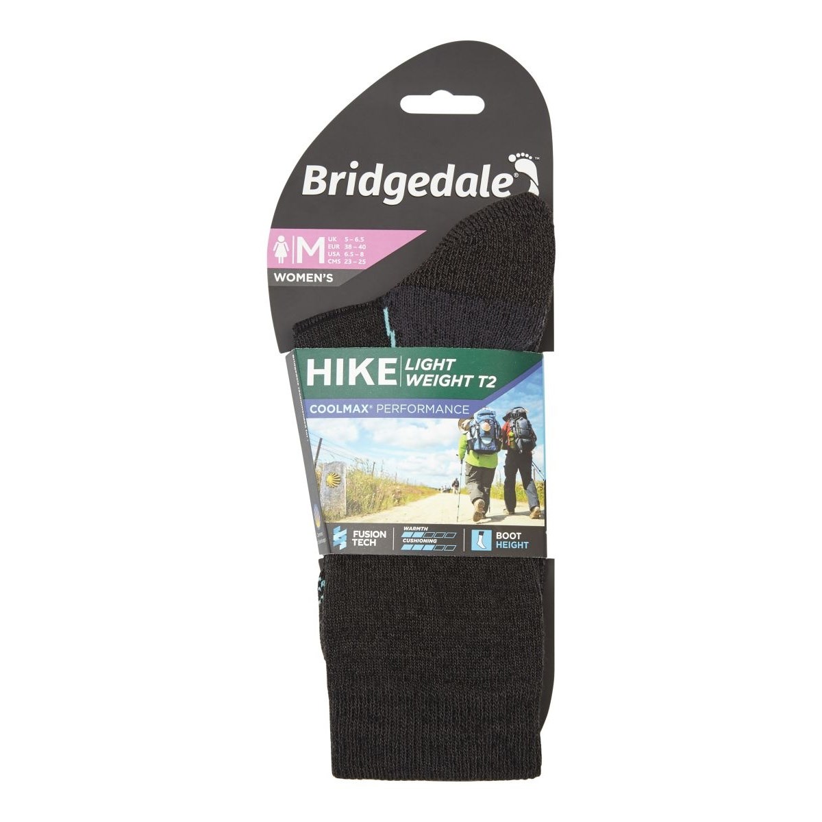 Ponožky Bridgedale Hike Lightweight T2 CP Boot W graphite/mint Bridgedale 10017740 L-11