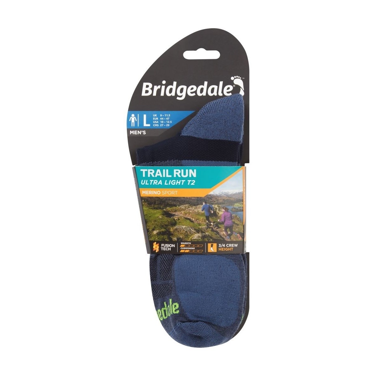 Ponožky Bridgedale Trail Run Ultra Light T2 MS 3/4 Crew blue Bridgedale 10017750 L-11
