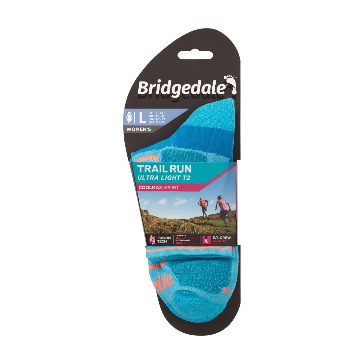 Ponožky Bridgedale Trail Run Ultra Light T2 CS 3/4 Crew W blue Bridgedale 10017749 L-11