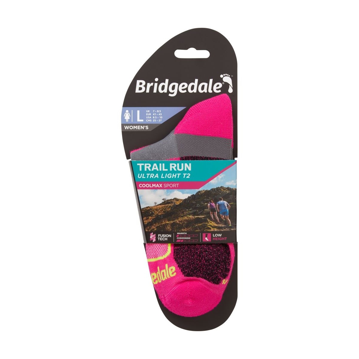 Ponožky Bridgedale Trail Run Ultra Light T2 CS Low W pink Bridgedale 10024513 L-11