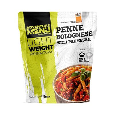 Hlavní jídlo Adventure Menu Penne s Boloňskou omáčkou a permesánem 105/400g