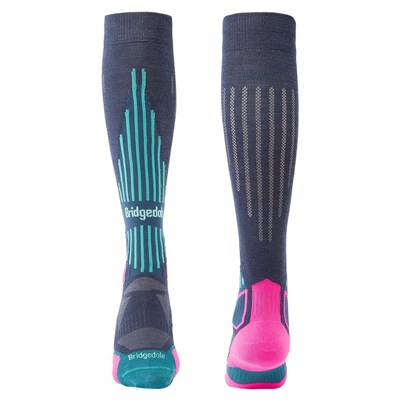 Podkolenky Bridgedale Ski Lightweight MP Over Calf W dark denim/pink