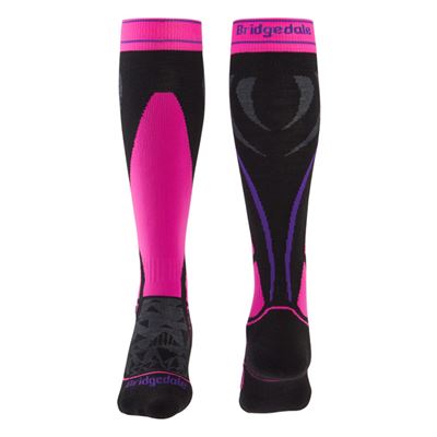 Podkolenky Bridgedale Ski Midweight ME Over Calf W black/fluro pink