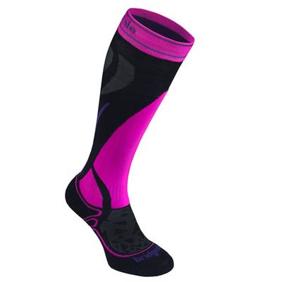 Podkolenky Bridgedale Ski Midweight ME Over Calf W black/fluro pink