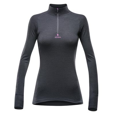 Triko Devold Duo Active Zip Neck W black/pink