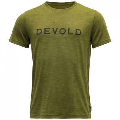 Triko Devold Logo Man Tee green melange