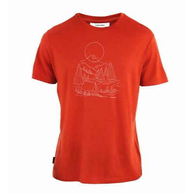 Triko Icebreaker Tech Lite III SS Tee Sunset Camp molten