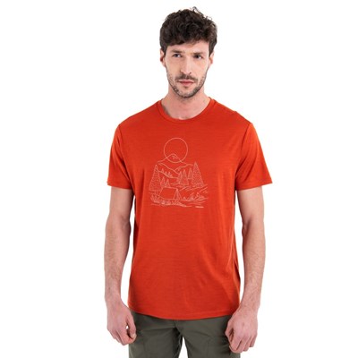 Triko Icebreaker Tech Lite III SS Tee Sunset Camp molten