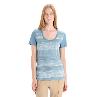 Triko Icebreaker Tech Lite II SS Scoop Tee Reflection Lines W astral blue