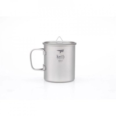 Hrnek Keith Titanium Titan Mug Single-Wall with Folding Handle and Lid 450ml