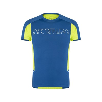 Triko Montura Run Logo T-shirt deep blue/lime green