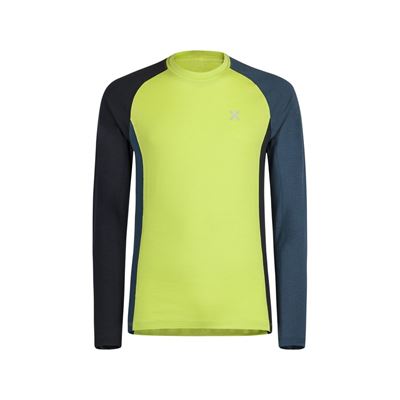 Triko Montura Merino Neck Color Maglia verde lime/blu cenere