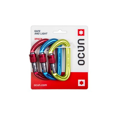 Karabina Ocún Hawk Screw 3-pack blue/antracit/yellow/red